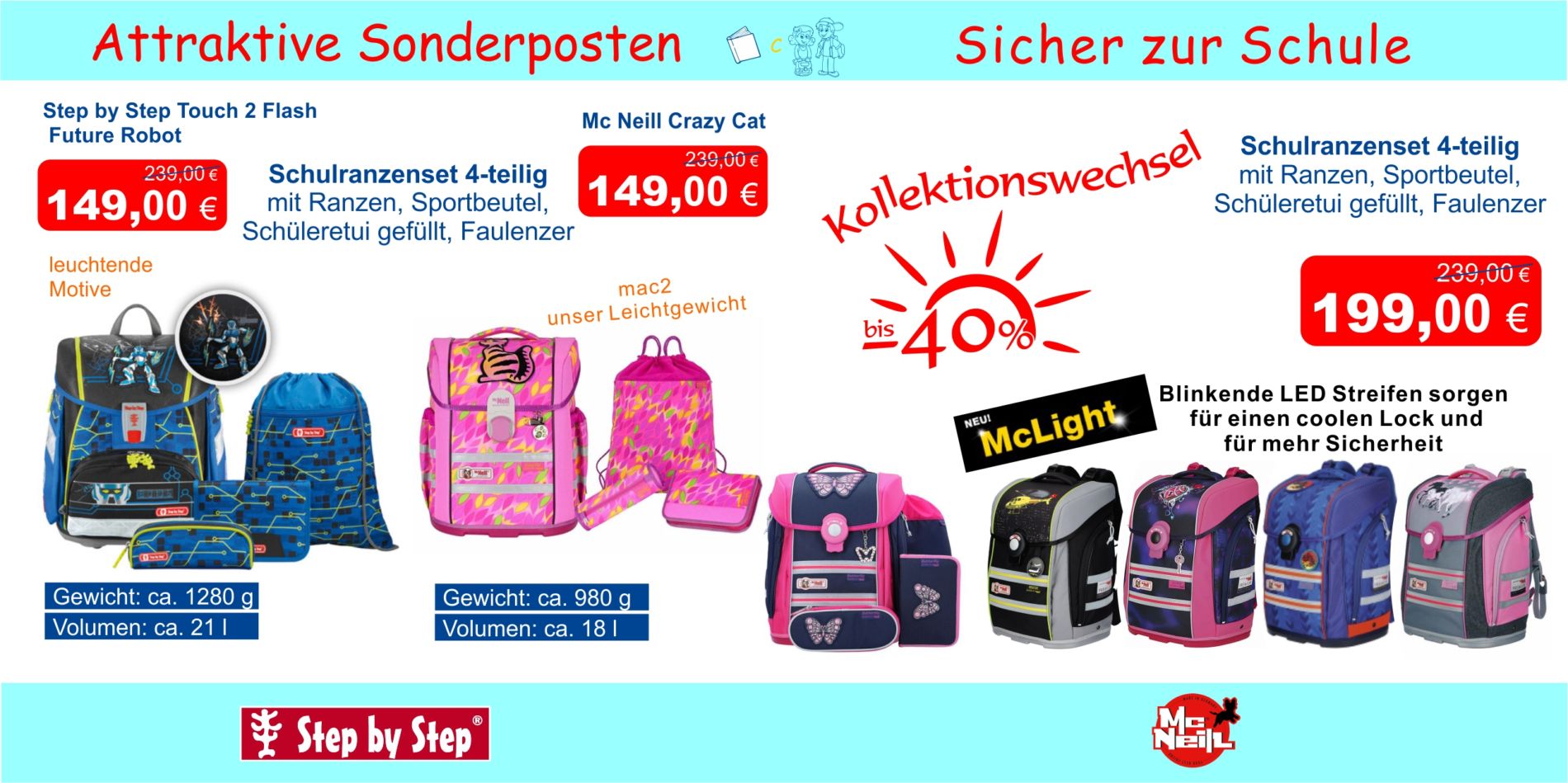 Flyer din lang quer 2022 S3 Ranzen - attraktive Sonderposten Kollektionswechsel